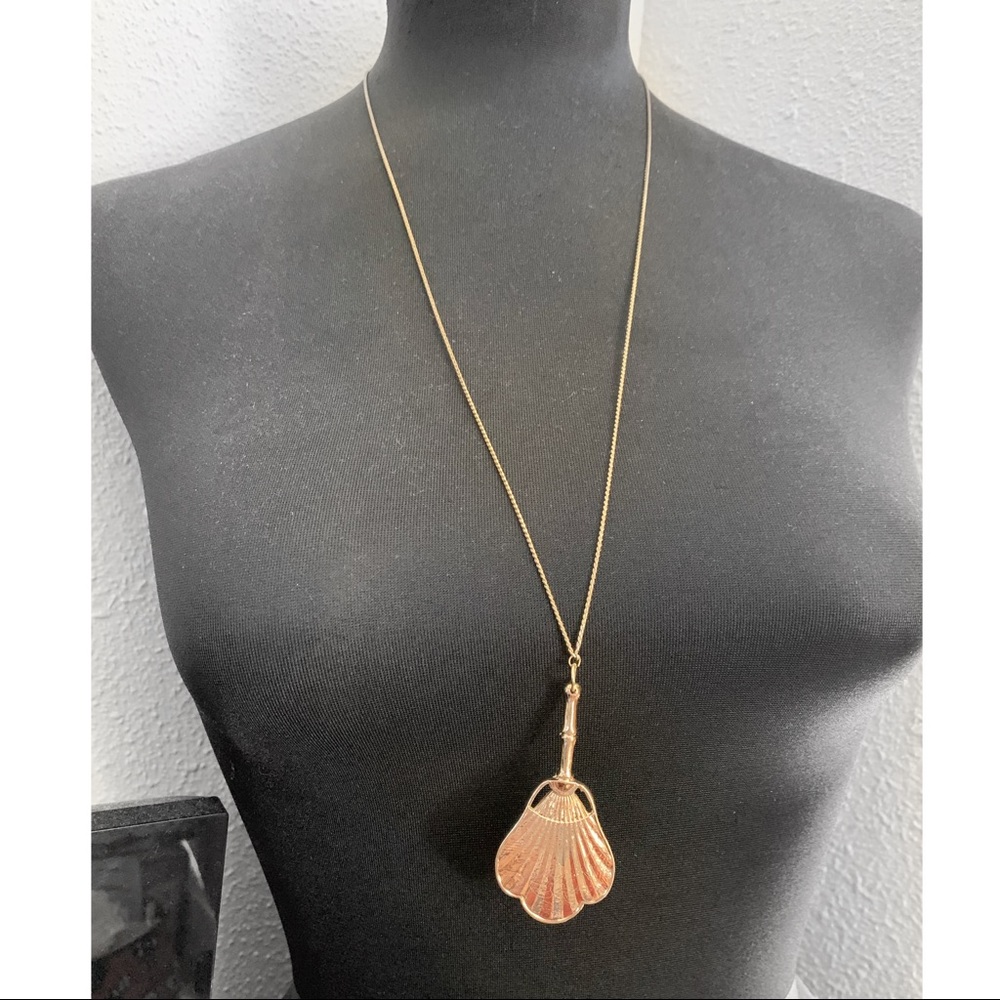 BCBGENERATION NECKLACE LONG CHAIN GOLD FAN PENDANT